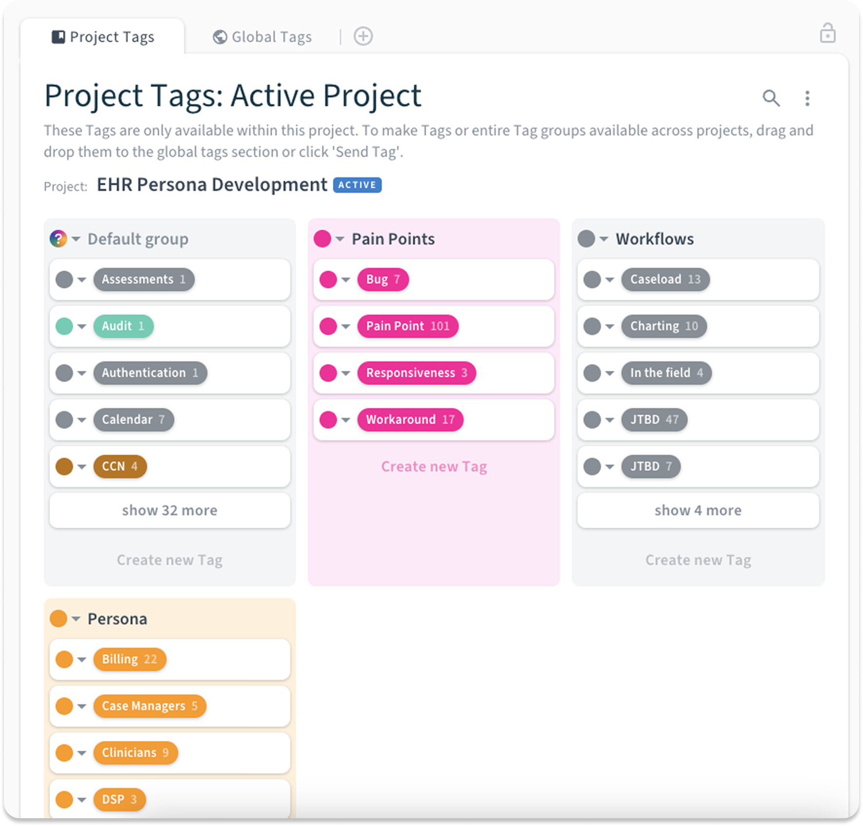 Research tagging taxonomy